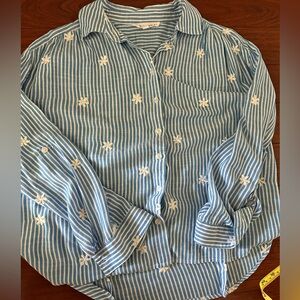 Jane and Delancey Blue and White Striped Button Down Shirt